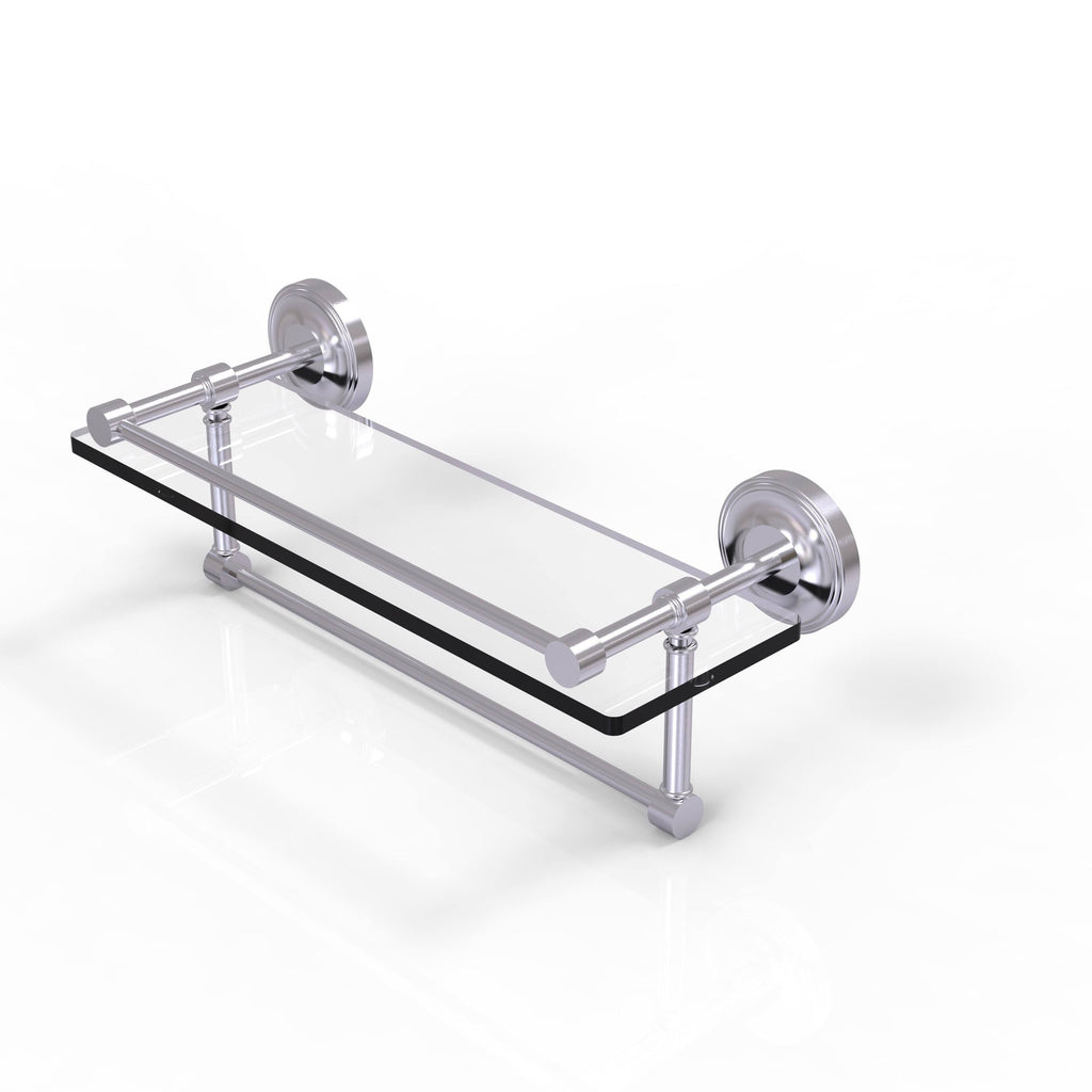 Satin Chrome Glass Shelf with Towel Bar J62879