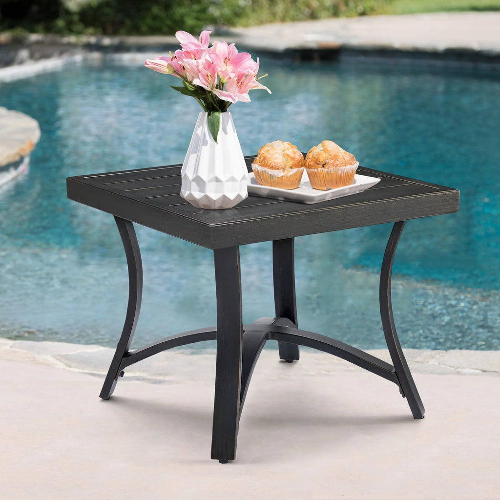 Outdoor Patio Aluminum Square Side Table J83278