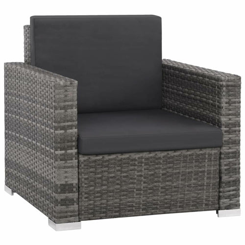 12 Piece Gray Poly Rattan Outdoor Patio Sectional Sofa with Coffee Table and Ottoman S1866