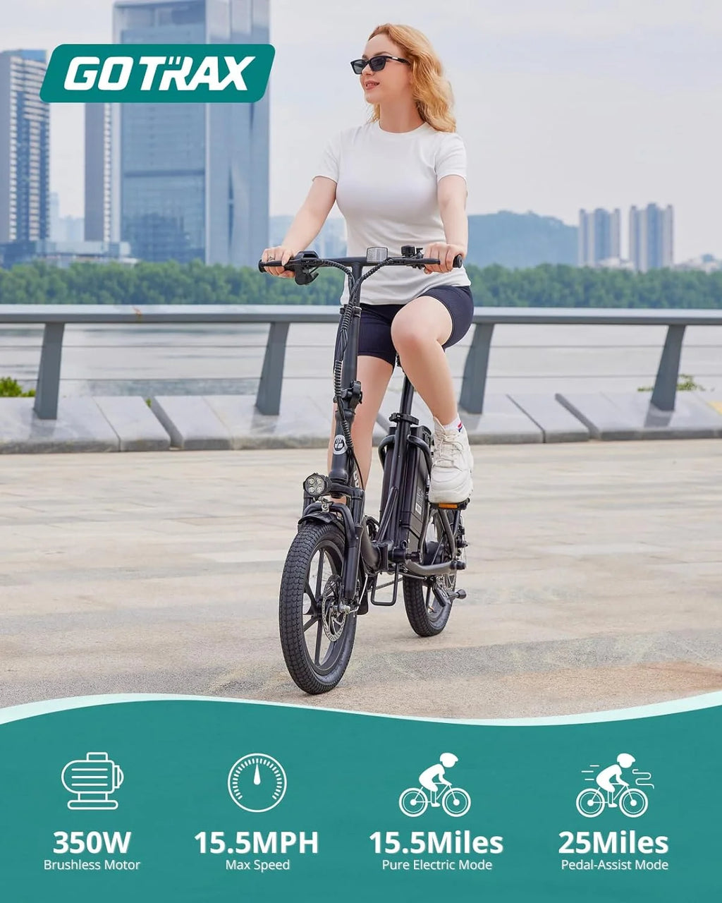 White 350W Folding Electric Bike Z61320