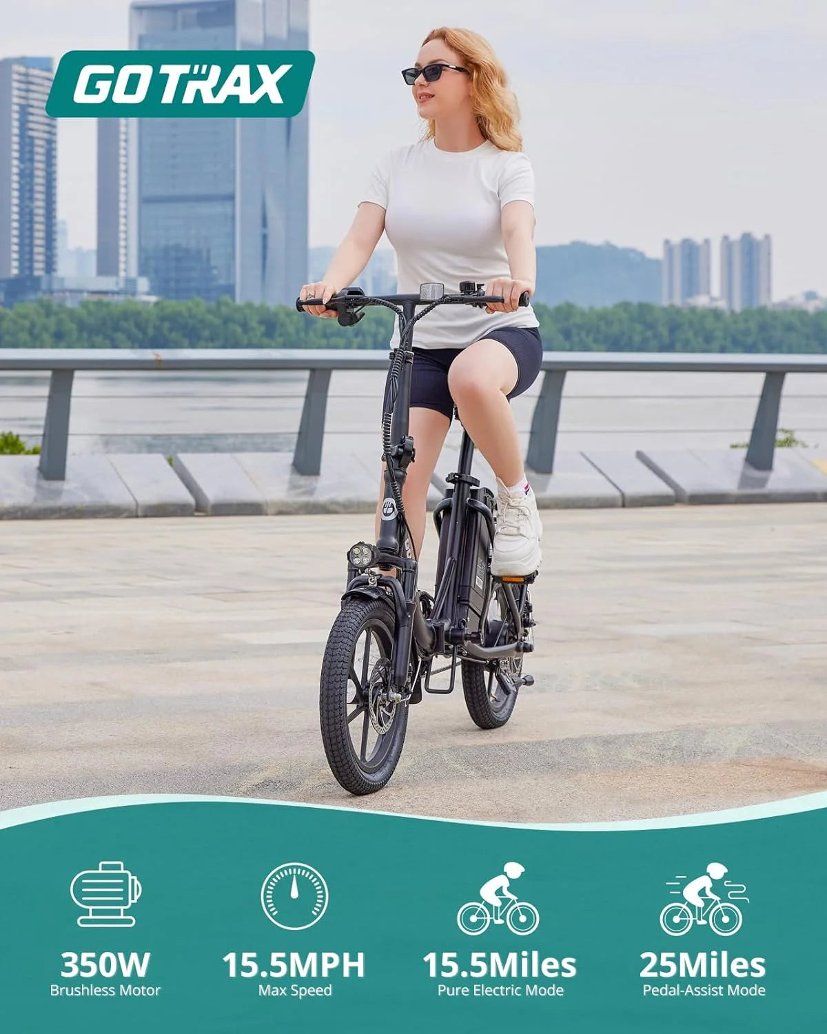 White 350W Folding Electric Bike Z61320