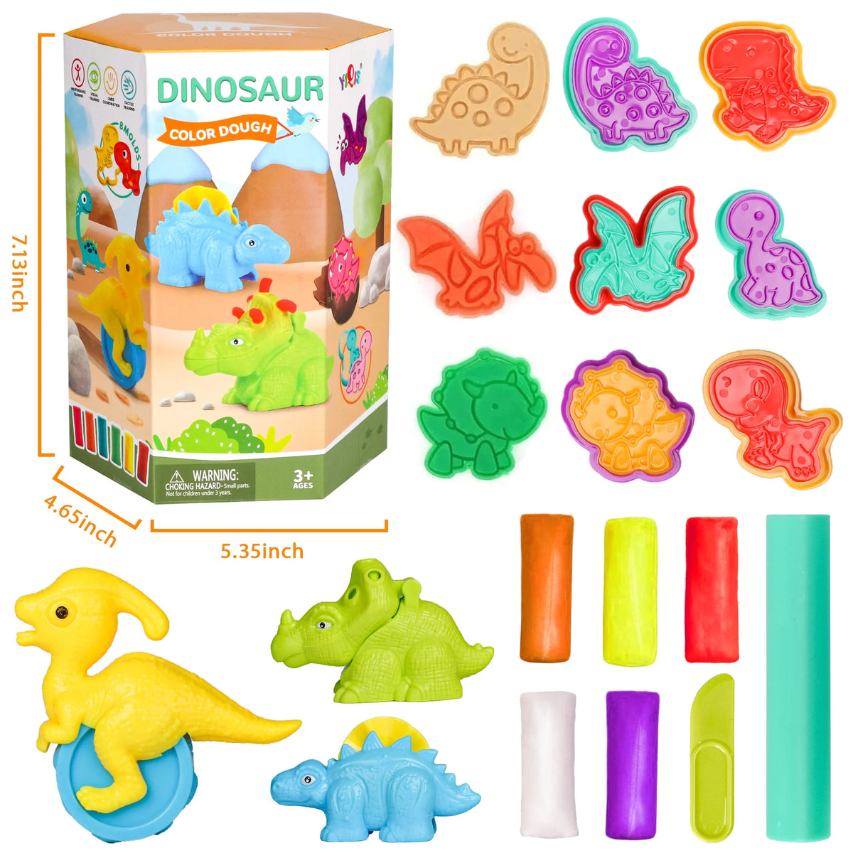 Play Dough Toys Colored Clay Set with Dinosaur Mold N40632