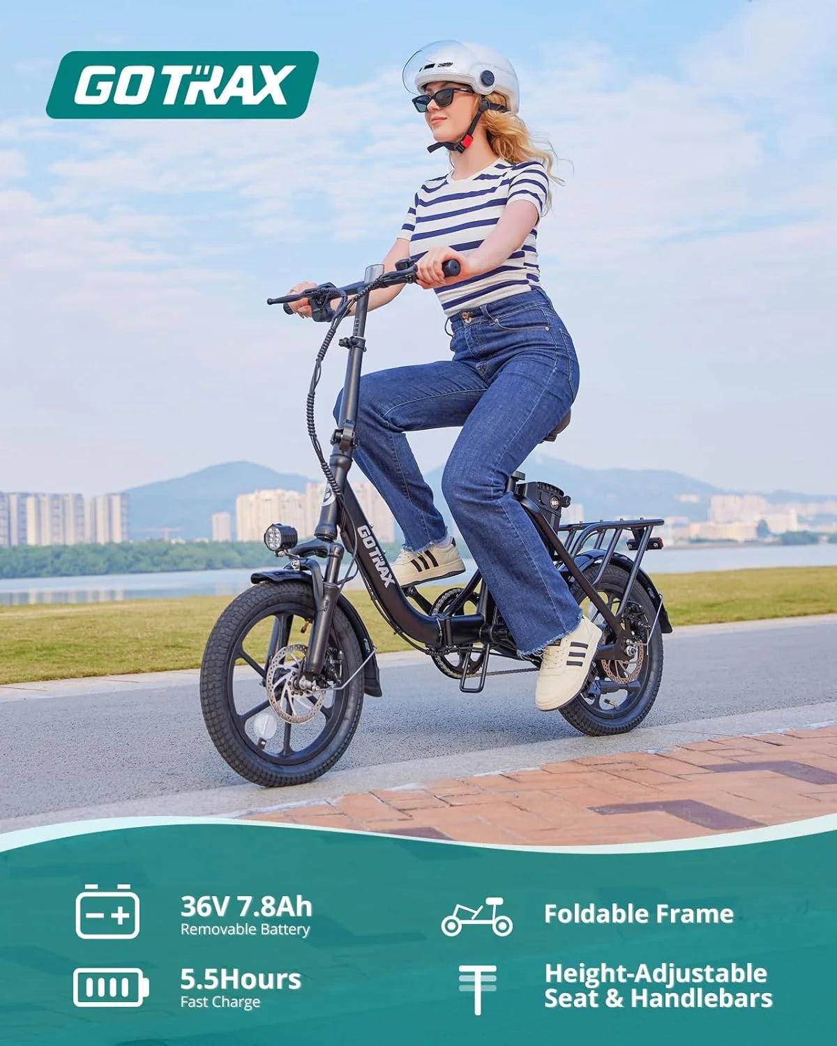 White 350W Folding Electric Bike Z61320