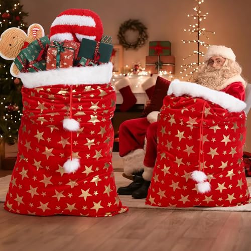 56 x 36 Inch Extra Large Velvet Santa Gift Sack with Drawstring P6454