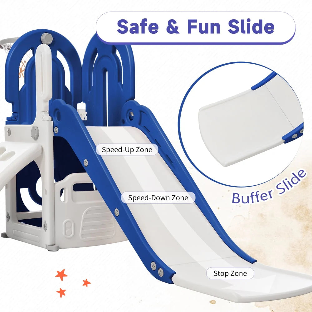 4 in 1 Toddler Climber and Slide Set with Basketball Hoop I44753