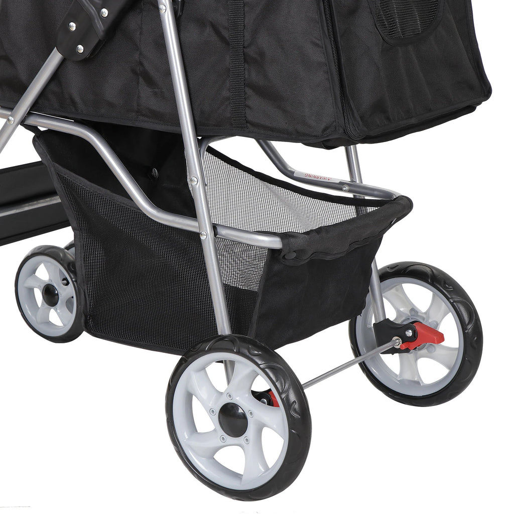 Folding Pet Stroller 4 Wheels Black T7749