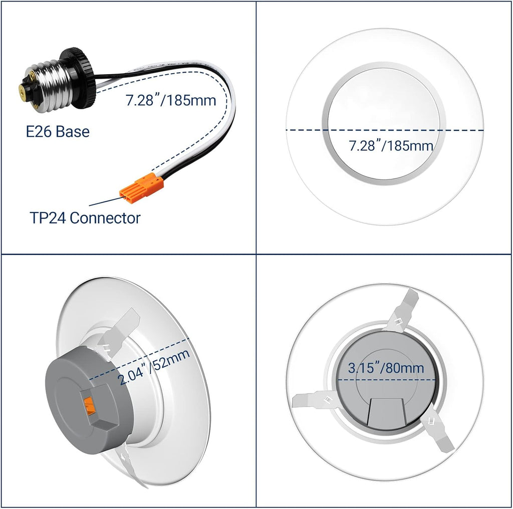 5/6 LED Recessed Downlights Dimmable 4PCS C483