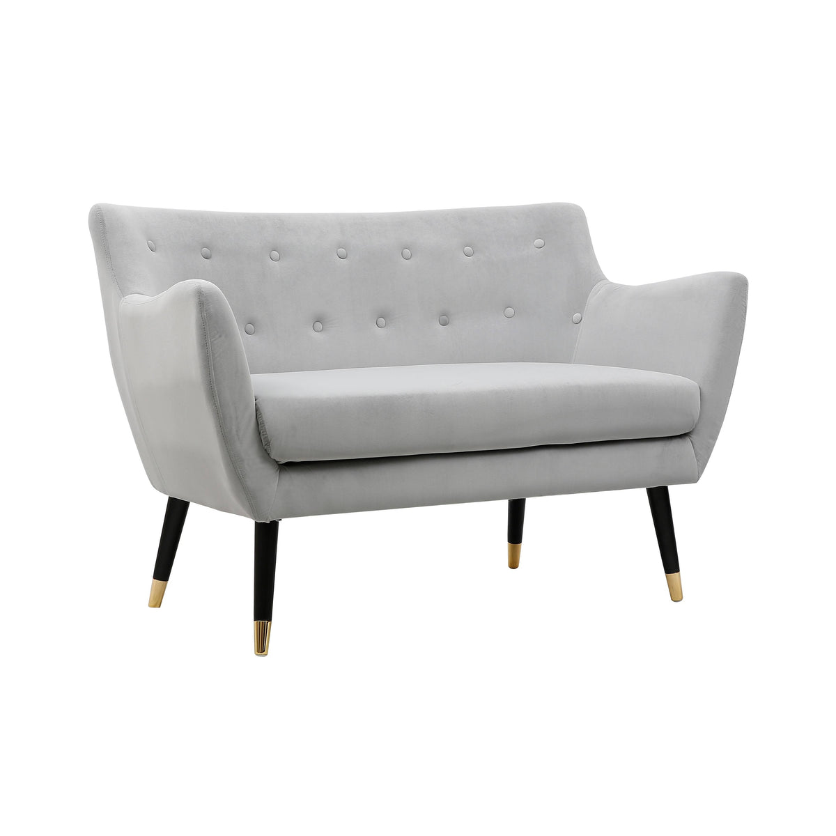 Grey Velvet Small Sofa with Wooden Legs G518