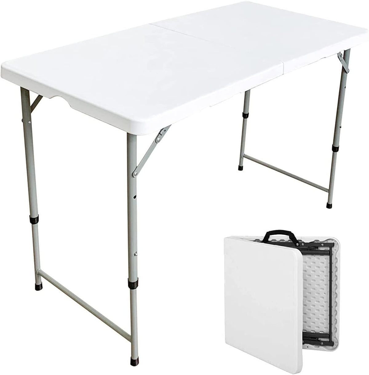 White Folding Plastic Dining Table with Handle S576