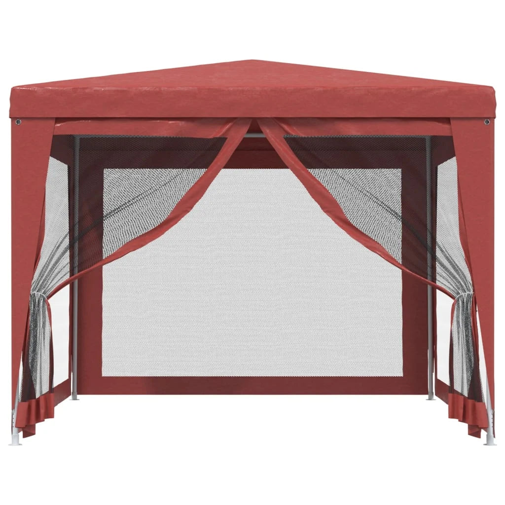 Party Tent with 4 Mesh Sidewalls Red 9.8'x9.8' HDPE O190