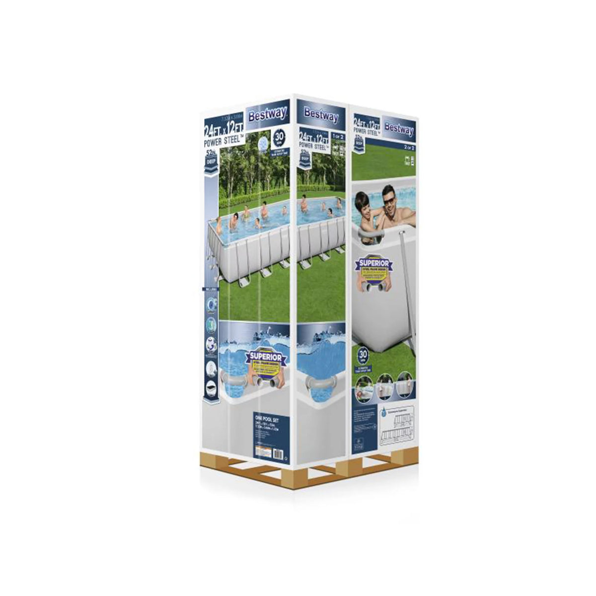 24 x 12-Foot Rectangular Above Ground Swimming Pool Set with Pump D9017