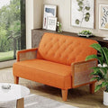 Light Grey Upholstered Loveseat with Rattan Armrest Z585