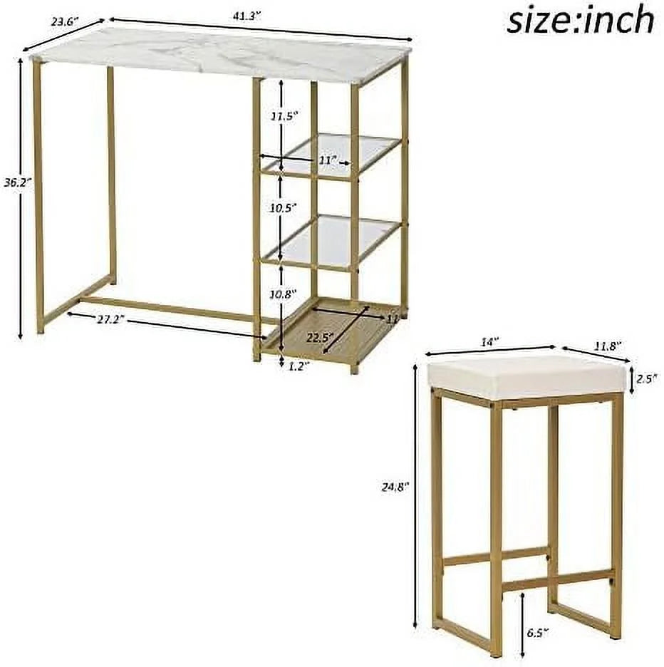 3 Piece Pub Table Set with 2 Chairs J224