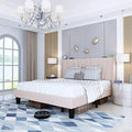 King Size Platform Bed Frame with Wingback Headboard Gray T5999