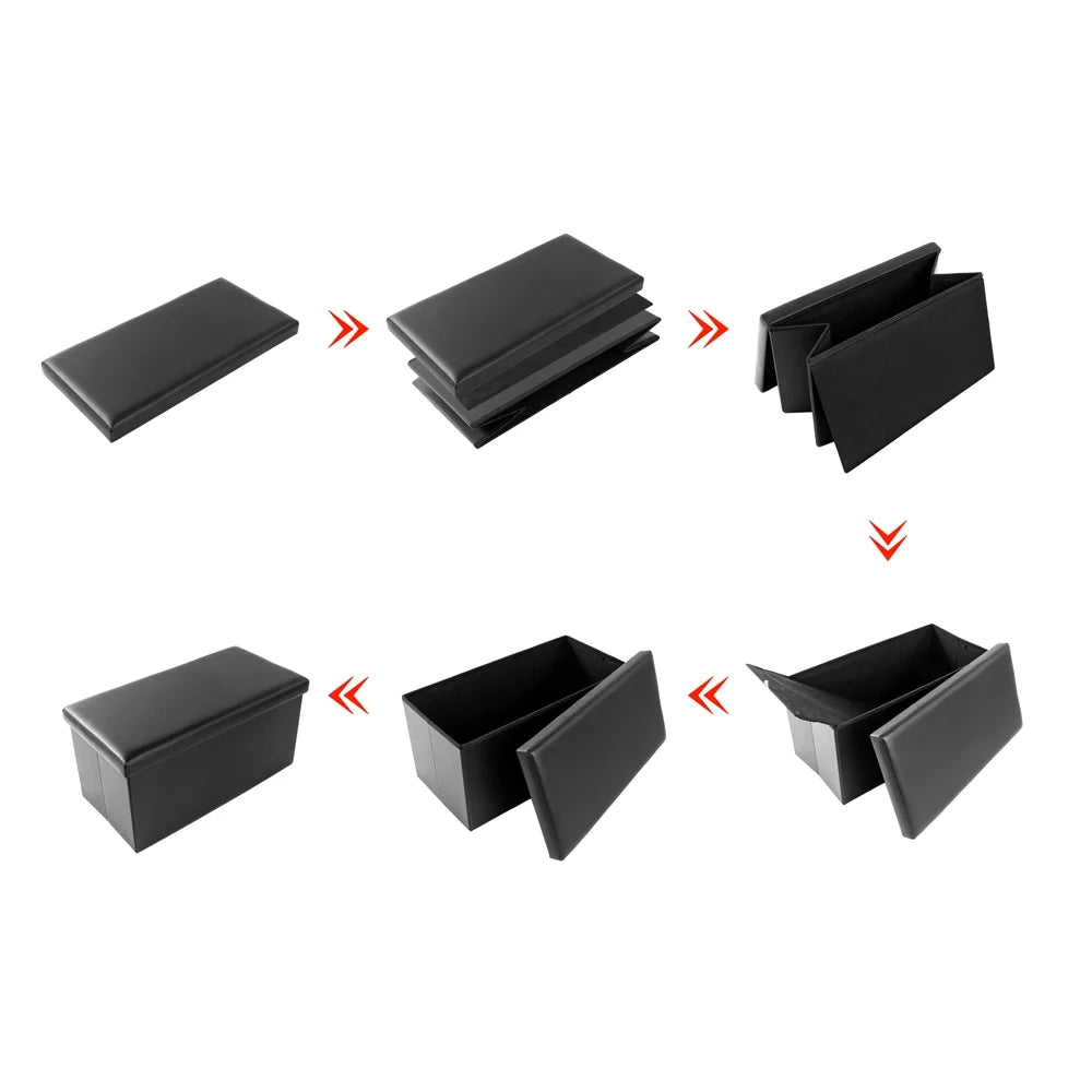 Large Black Storage Ottoman Z664