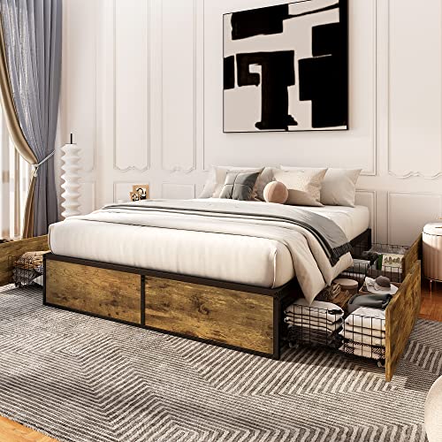 Industrial Storage Bed with Drawers Full Size L555681