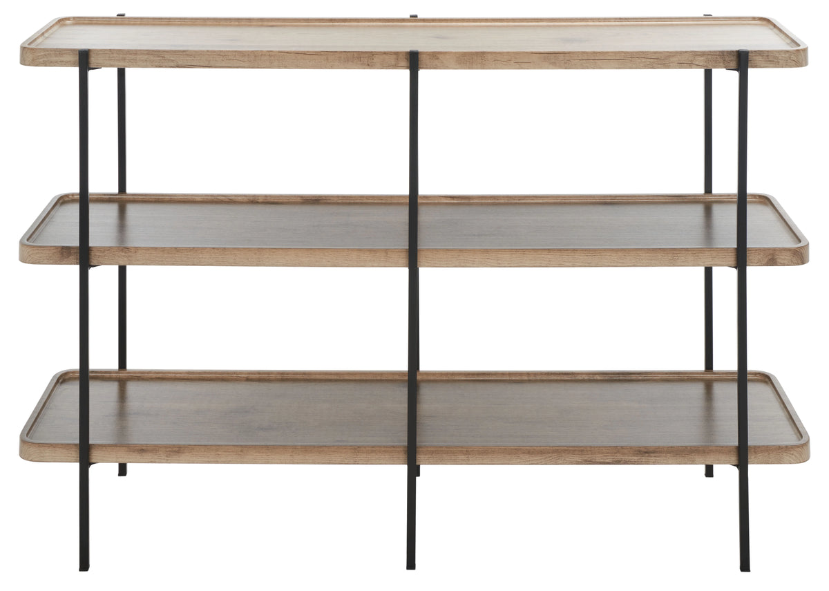 Oak Black 2 Shelf Console Table Q7794