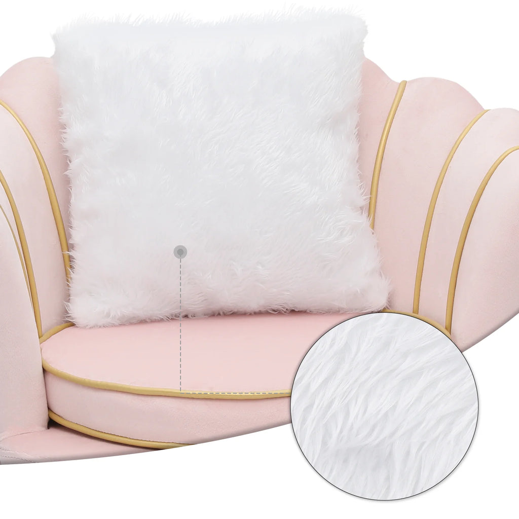 Light Pink Velvet Accent Chair with Pillow O9089
