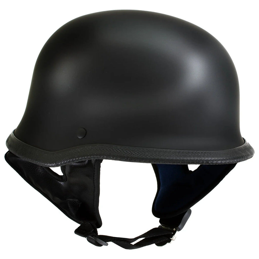 Flat Black Motorcycle Half Helmet Large O525