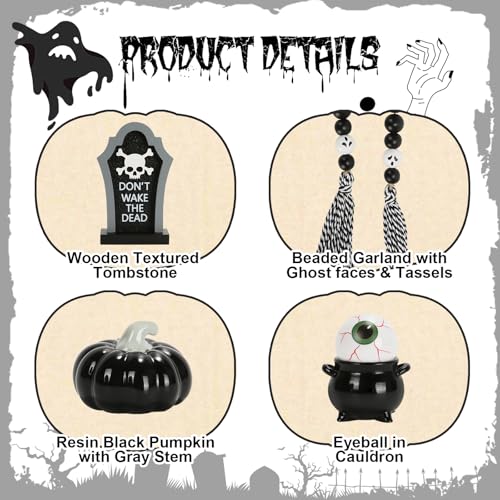 Halloween Decorations and Wooden Two Tiered Tray Stand E8392