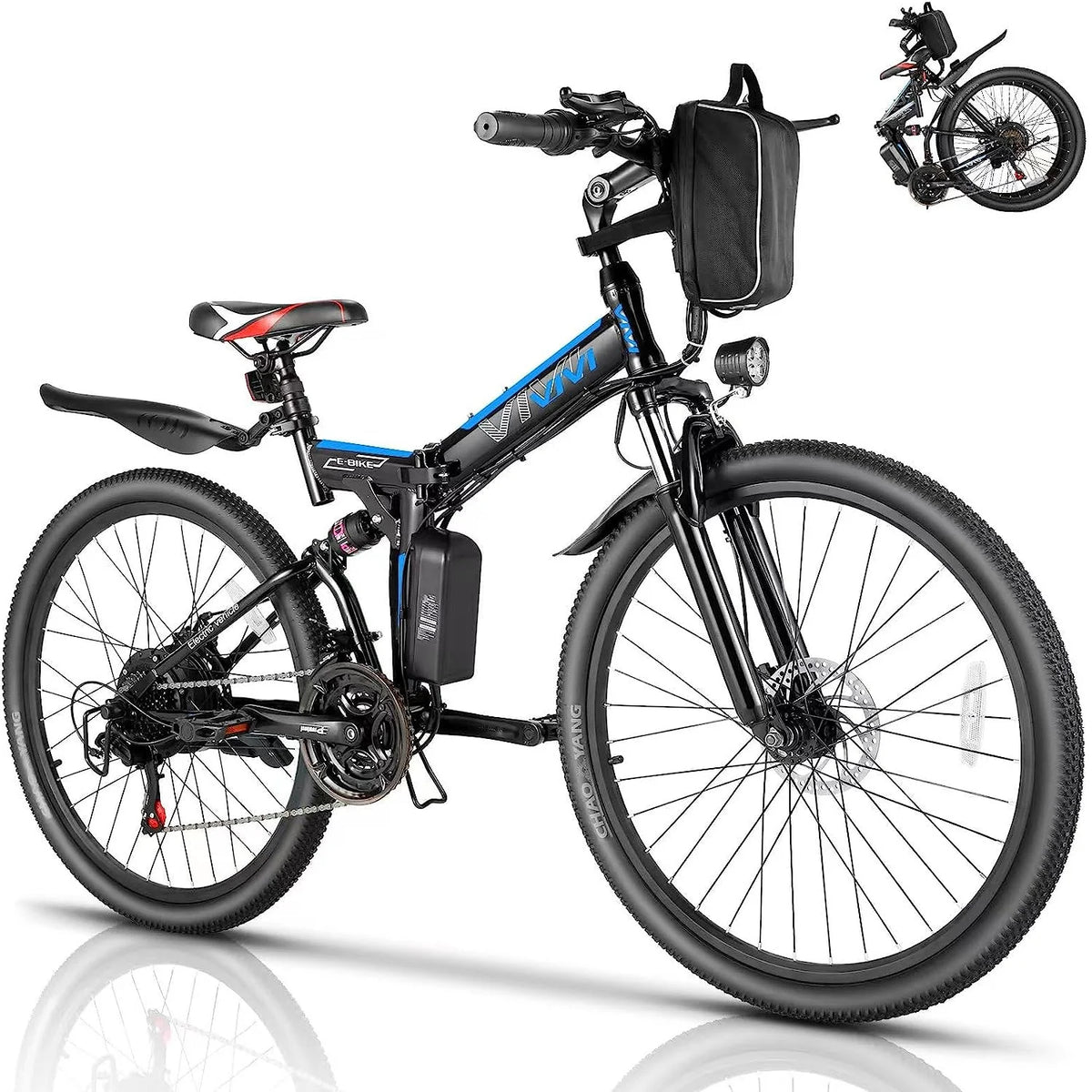 26'' Folding Electric Mountain Bike 500W 21 Speed 48V Removable Battery B333