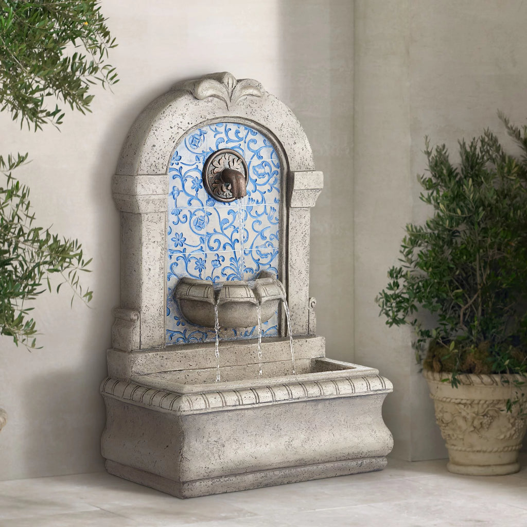 Cascading Spout Bowl Outdoor Wall Water Fountain 30 1/4" Z9791