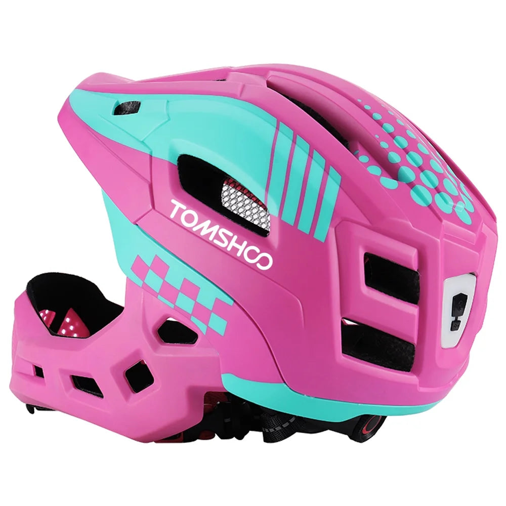 Kid Bike Full Face Helmet with Taillight and Detachable Chin Guard G335