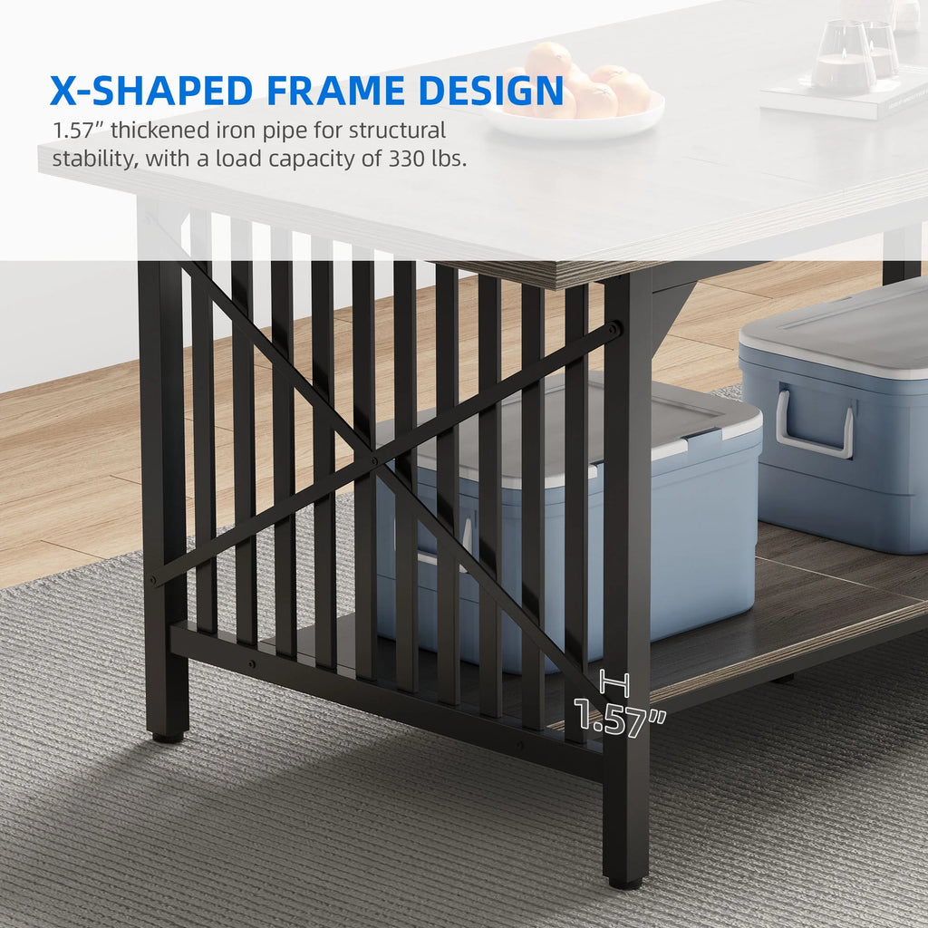 70" Rectangular Wood Dining Table with Storage K6413