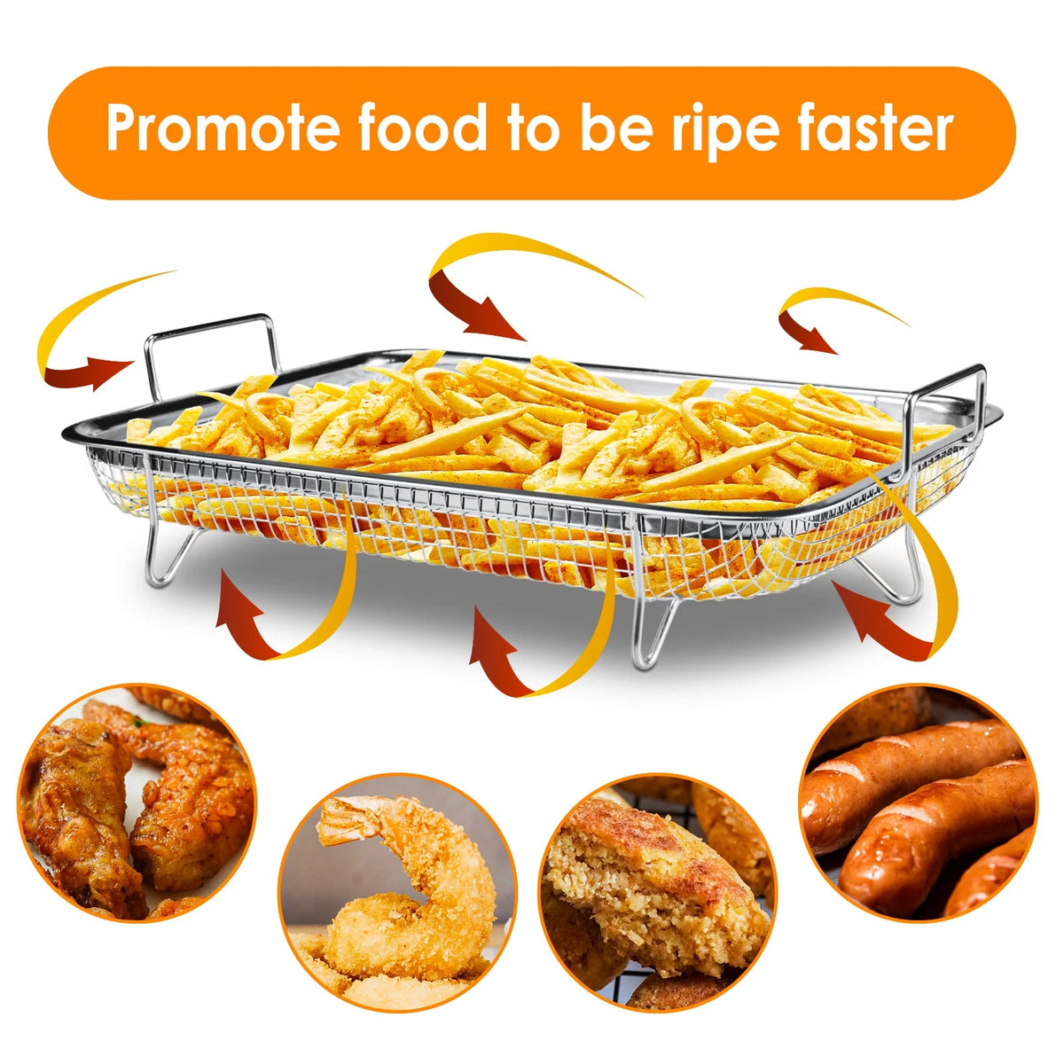 Stainless Steel Air Fryer Basket for Oven, 2-Piece Set A585