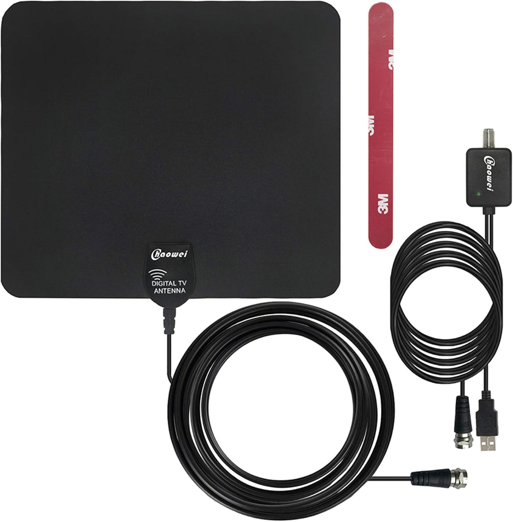 HD Digital TV Antenna with Built-in Signal Booster and 16.5 Feet Coaxial Cable, Pack of 2 Q14620