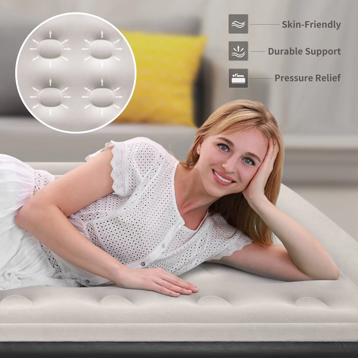 Queen Size Air Mattress with Built-in-Pump L666840